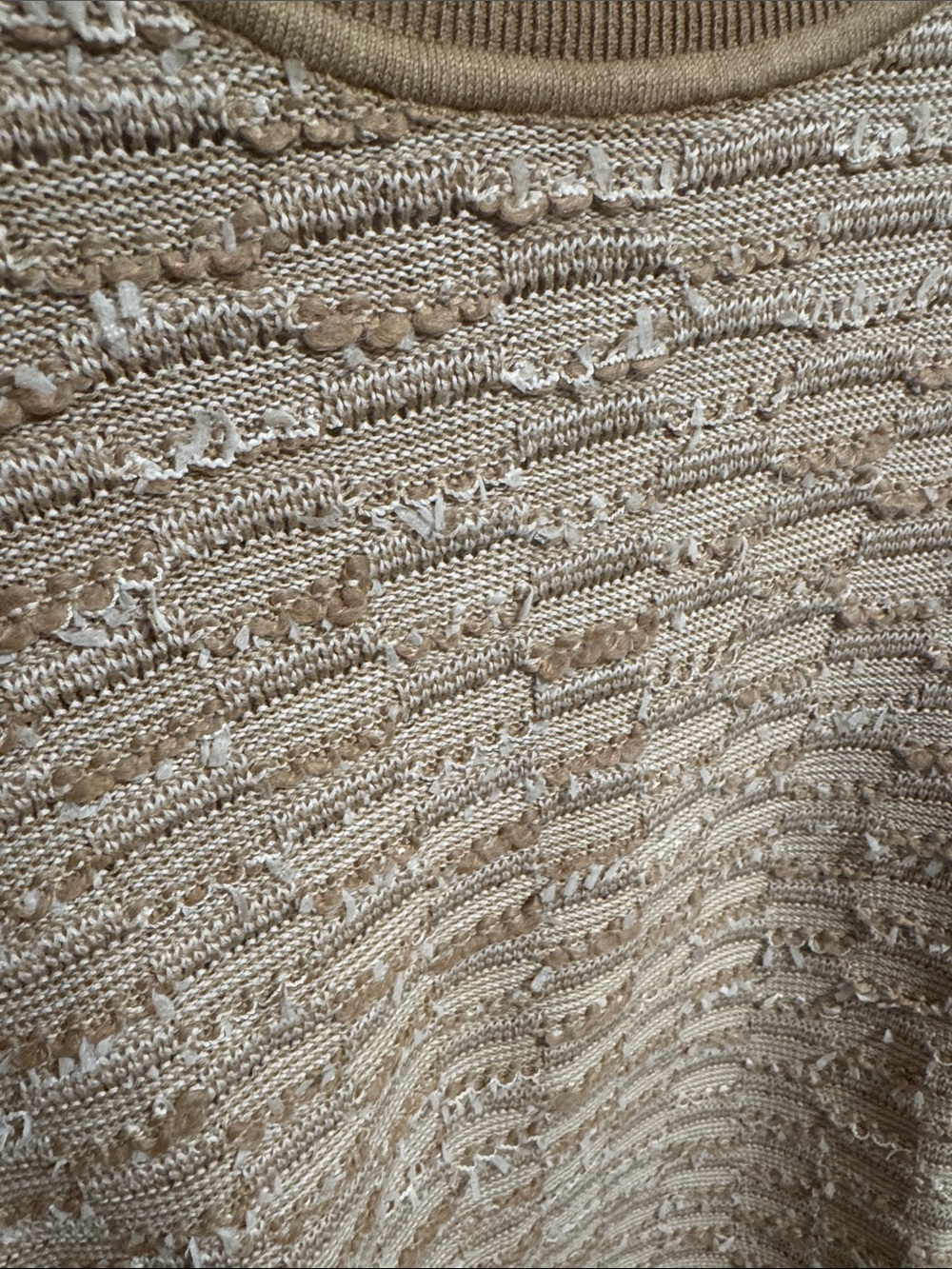 St. John Textured Knit Sweater Beige Ivory Long Sleeve - Picture 3 of 5